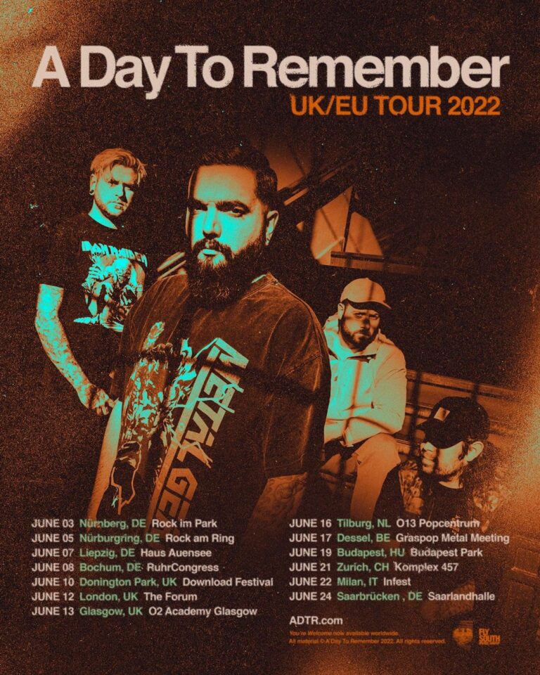 A Day To Remember Tour 2022 Tickets jetzt auf MoreCore.de