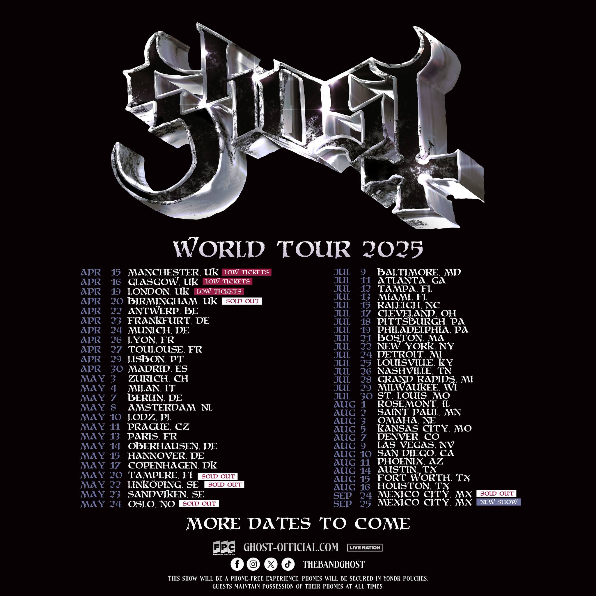 Ghost Skeletour World Tour 2025 Konzerte Tickets