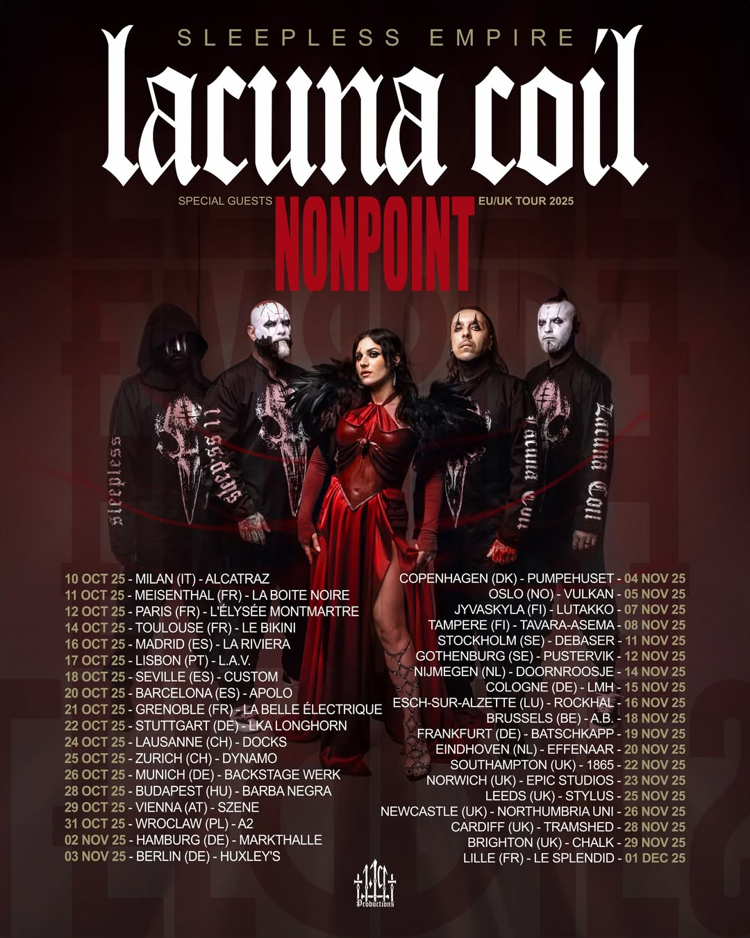 Lacuna Coil Sleepless Empire Tour 2025 Konzerte Tickets