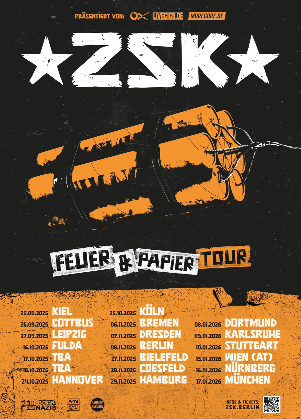 ZSK Feuer & Papier Tour 2025 2026 Konzerte Tickets